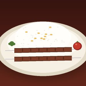 چلو کباب کوبیده (دو سیخ)